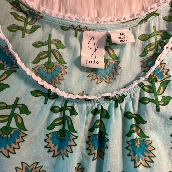 Joie casual prairie core cottage core Floral Ruffle Sleeve Top - - Picture 5 of 10